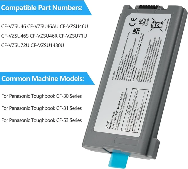 Alt view image 4 of 7 - CF-30 9cell CF-VZSU46 New Laptop Battery for Panasonic Toughbook