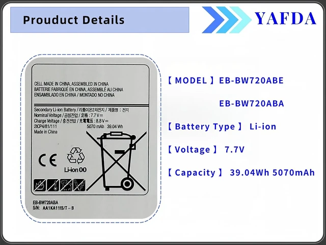 Alt view image 3 of 6 - EB-BW720ABE Battery Replacement for Samsung Chromebook Plus V2 XE310XBA XE350XBA XB521QAB K01US Galaxy Book 12 SM-W720 SM-W723 SM-W723Q SM-W727V BA43-00390A AA-PBMN2HO PBMN2H0 EB-BW720ABA