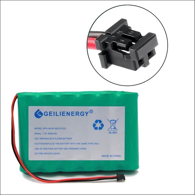 Alt view image 2 of 7 - 6PH-H-4/3A3600-S-D22 7.2v 3600mAh Ni-MH Battery Compatible with DSC IMPASSA 9057 Battery Wireless Security System
