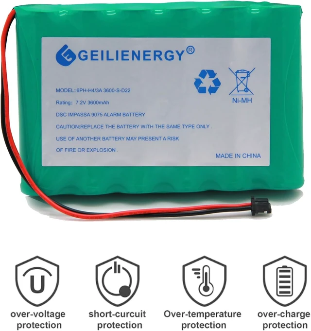 Alt view image 7 of 7 - 6PH-H-4/3A3600-S-D22 7.2v 3600mAh Ni-MH Battery Compatible with DSC IMPASSA 9057 Battery Wireless Security System