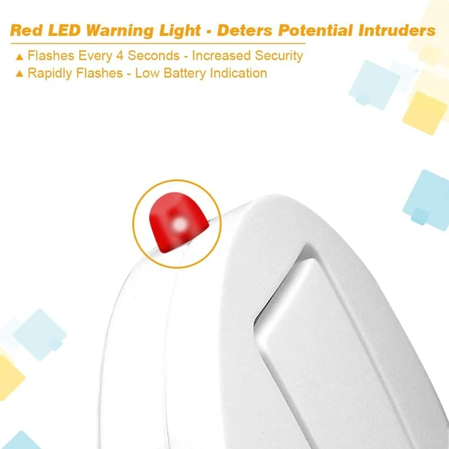 Alt view image 4 of 7 - Window Alarm System 4-Pack - Ultra-Loud 120dB Alarms with Advanced Vibration Sensors - Window Security Alarms for Glass Break Detection - Features Low Battery LED Indicator