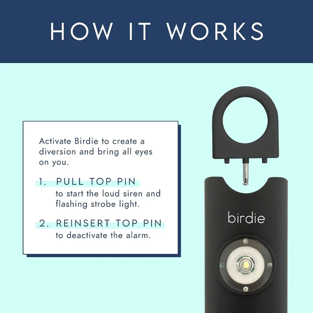 Alt view image 2 of 7 - Shes BirdieThe Original Personal Safety Alarm for Women by WomenLoud Siren, Strobe Light and Key Chain in a Variety of Colors (Charcoal)