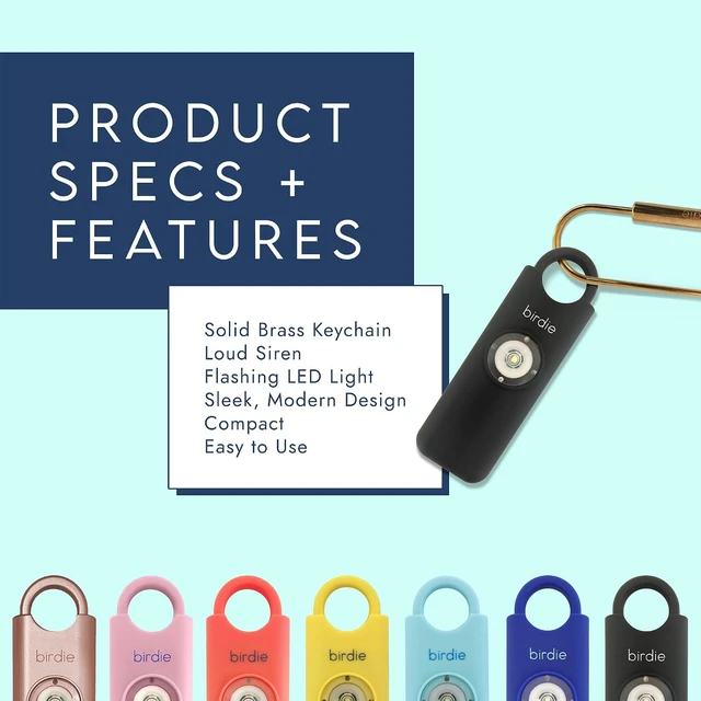 Alt view image 3 of 7 - Shes BirdieThe Original Personal Safety Alarm for Women by WomenLoud Siren, Strobe Light and Key Chain in a Variety of Colors (Charcoal)