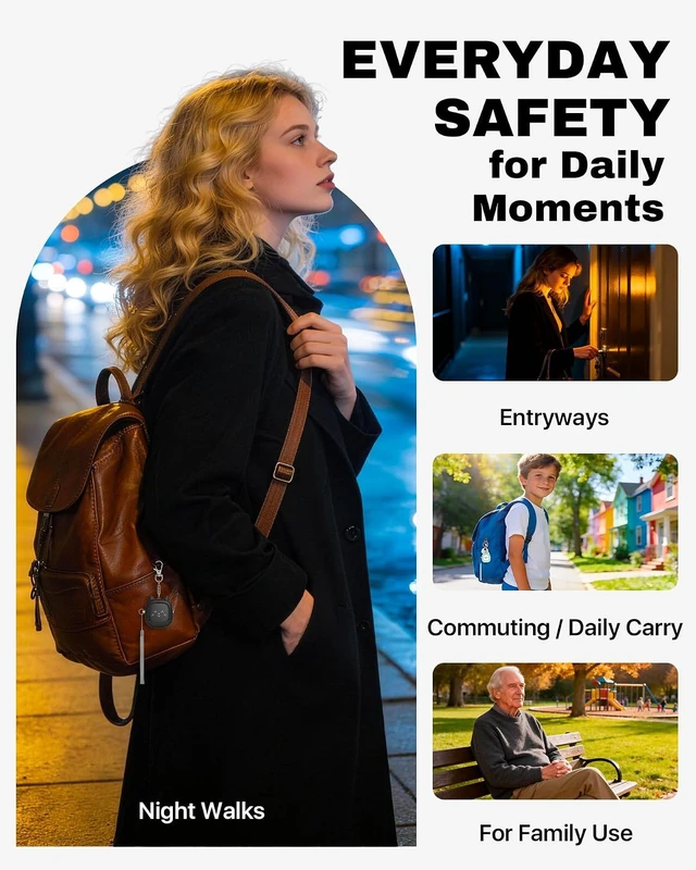 Alt view image 5 of 7 - Personal Safety Alarm, VIGOROAD 3 Pack Loud 130dB Siren Emergency Panic Alarm with LED Light, Easy Pull Pin Keychain Self-Defense Security Alarm for Women, Seniors, Kids