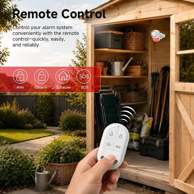Alt view image 4 of 7 - CPVAN 125dB Motion Sensor Alarm, Wireless Indoor PIR Motion Detector with 328ft Remote, 40ft Detection Range, Battery Operated Siren for Home Garage Van Shed, CP2 Pro White
