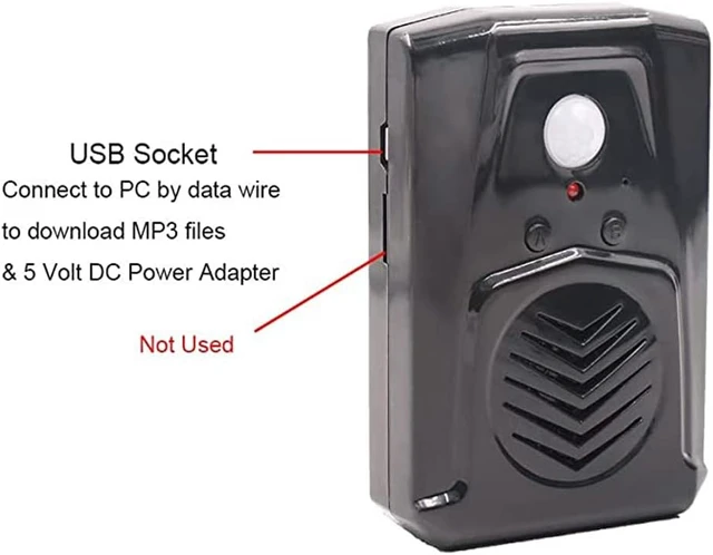 Alt view image 7 of 7 - PIR Motion Sensor Activated Sound Player Speaker with USB Cable, Download Your own MP3 Audio Files to Play Speech, Music or Sound Effects (Black)