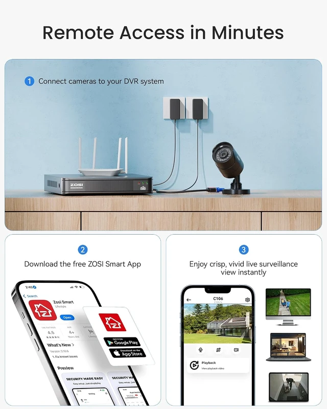 Alt view image 7 of 7 - ZOSI 3K Lite Wired Security Camera System Outdoor, 4 X 2MP Cameras, NO HDD