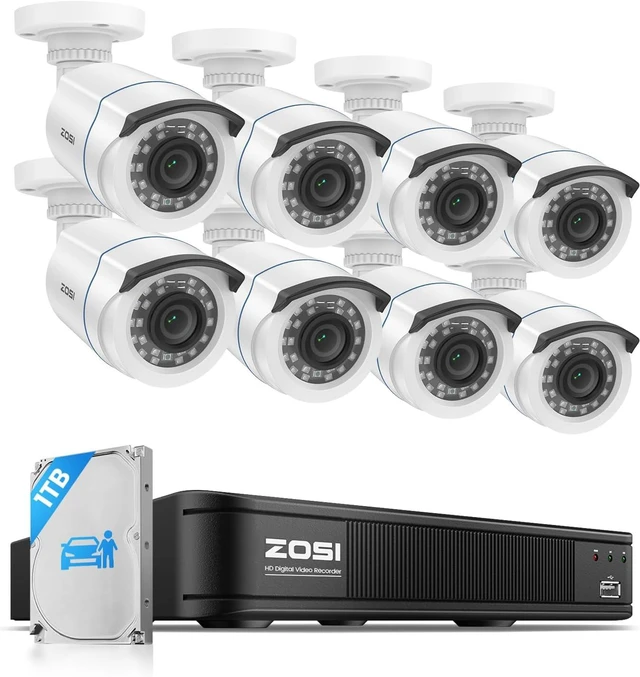 Main image of ZOSI 3K Lite Wired Security Camera System Outdoor, 8 X 2MP Cameras, 1TB HDD