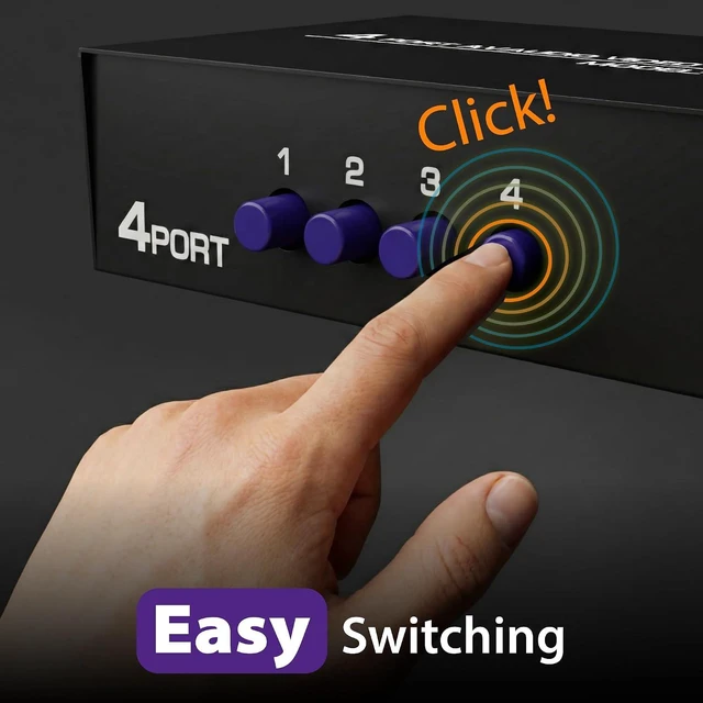 Alt view image 4 of 6 - Fosmon 4-Way RCA Splitter AV Switcher 4 in 1 Out Audio Video Selector Box