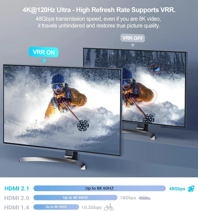 Alt view image 2 of 7 - HDMI 2.1 Switch 3 in 1 Out, 4K@120Hz 8K@60Hz, Aluminum,48Gbps w/HDMI Cable