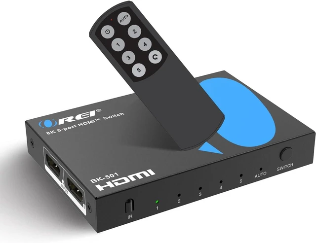 Main image of OREI 8K@60Hz 4K@120Hz HDMI 2.1 Switch 5 in 1 Out 48Gbps, HDR10+ W/Remote