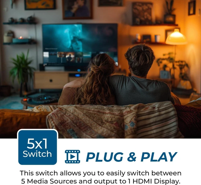 Alt view image 6 of 7 - OREI 8K@60Hz 4K@120Hz HDMI 2.1 Switch 5 in 1 Out 48Gbps, HDR10+ W/Remote