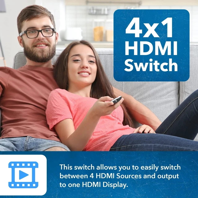 Alt view image 2 of 7 - OREI 8K 4-Port HDMI 2.1 Switch, 8K@60Hz,4-in 1-Out 4K@120Hz, Auto Switch