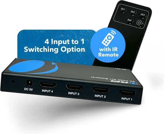 Alt view image 3 of 7 - OREI 8K 4-Port HDMI 2.1 Switch, 8K@60Hz,4-in 1-Out 4K@120Hz, Auto Switch