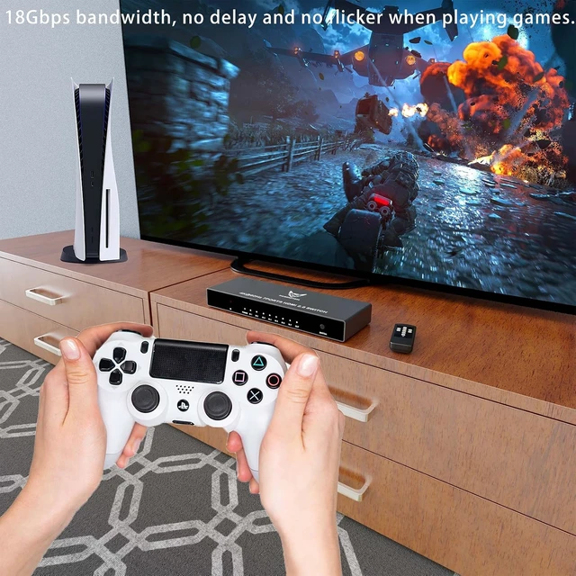 Alt view image 4 of 6 - 7 Port 4K@60Hz HDMI Switch 7x1 Switcher Box Remote PS5 PC