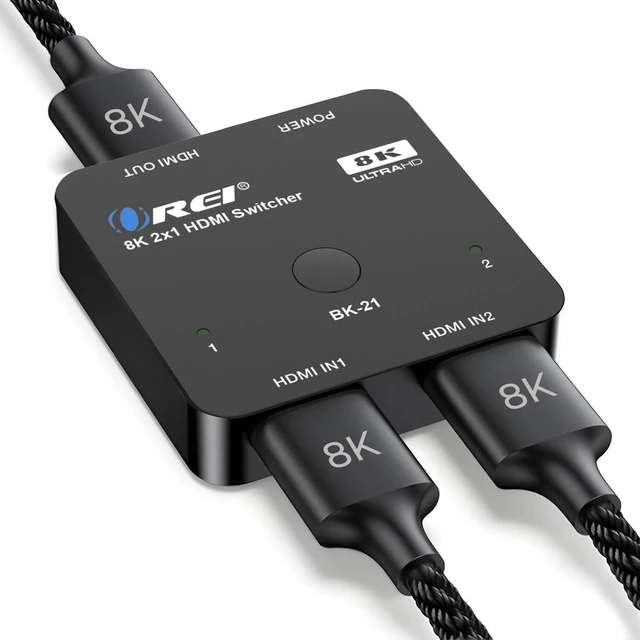 Main image of OREI 8K 2-Port HDMI 2.1 Switch, 8K@60Hz, 4K@120Hz, Auto and Manual Switch