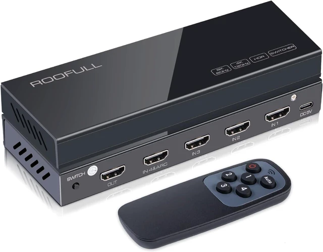 Main image of ROOFULL 4 Ports 8K HDMI Switch with Remote