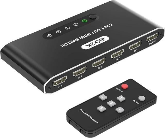 Main image of 5 in 1 HDMI Switch with Remote 4K, 5 Port HDMI Switcher, HDMI Selector Splitter Box with LED Indicators, Game Switcher Hub with USB Powered for PS5 Xbox Fire Stick Roku TV Monitor
