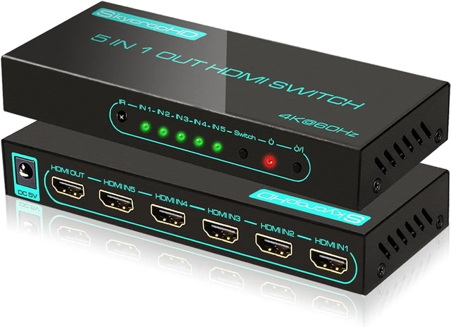 Main image of SkycropHD 4K@60Hz HDMI Switch 5 in 1 Out HDMI 2.0 Switcher Box with Remote