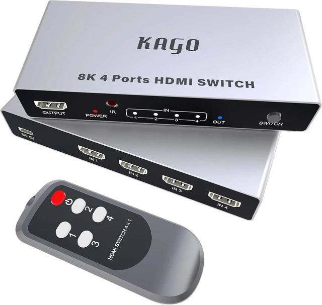 Main image of KAGO 8K@60Hz HDMI 2.1 Switch 4 Port Selector Box with Remote