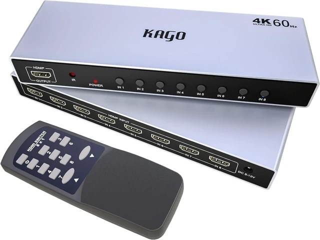 Main image of KAGO 8-Port 4K@60Hz HDMI Switcher Box with IR Remote