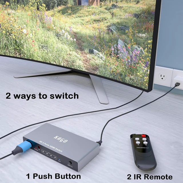 Alt view image 6 of 7 - KAGO 8K@60Hz HDMI 2.1 Switch 4 Port Selector Box with Remote