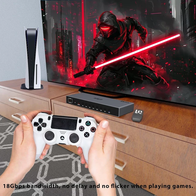 Alt view image 4 of 7 - KAGO 8-Port 4K@60Hz HDMI Switcher Box with IR Remote