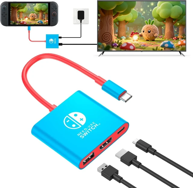 Main image of Switch 2 Dock HDMI Adapter 4K@60Hz HDMI 2.0, 18 Gbps, USB 3.0, PD 100W USB C Charging, 3-in-1 Portable & Travel Mini TV Docking Station Compatible with Nintendo Switch 2/OLED/ 2017,Blue