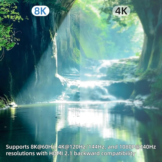 Alt view image 7 of 7 - 8K HDMI 2.1 Switch 3 in 1 Out, 4K 120Hz Switcher 48Gbps High Speed Hub with VRR ALLM Dolby Atmos CEC, 3 Port HDMI Input Selector Adapter for PS5 Game PC Monitor Projector Home Theater