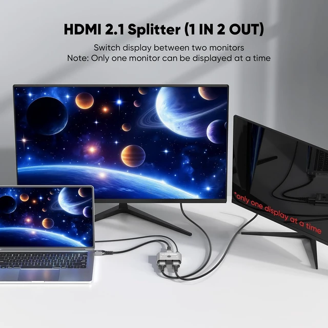 Alt view image 4 of 7 - HDMI 2.1 Switch, HDMI Splitter 2 in 1 Out 4K@120Hz 8K@60Hz Bi-Directional