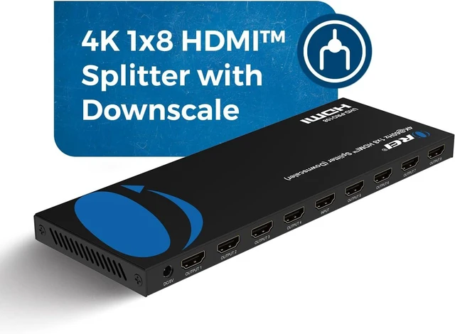 Alt view image 2 of 7 - OREI 4K 1 in 8 Out HDMI Splitter - 8-bit, HDMI 2.0, HDCP 2.2, 18 Gbps