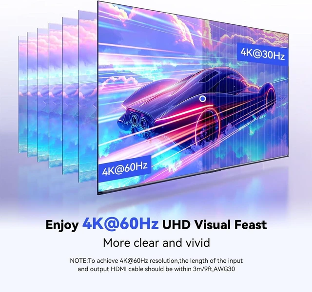 Alt view image 7 of 7 - 4 in 1 HDMI Switcher, 2×HDMI + DP + USB-C Input to HDMI Output Switch with IR Remote, 4K@60Hz Multi-Source Video Switch for PS5/PS4/Switch/Xbox/Laptop/Blue-ray Player to TV Monitor