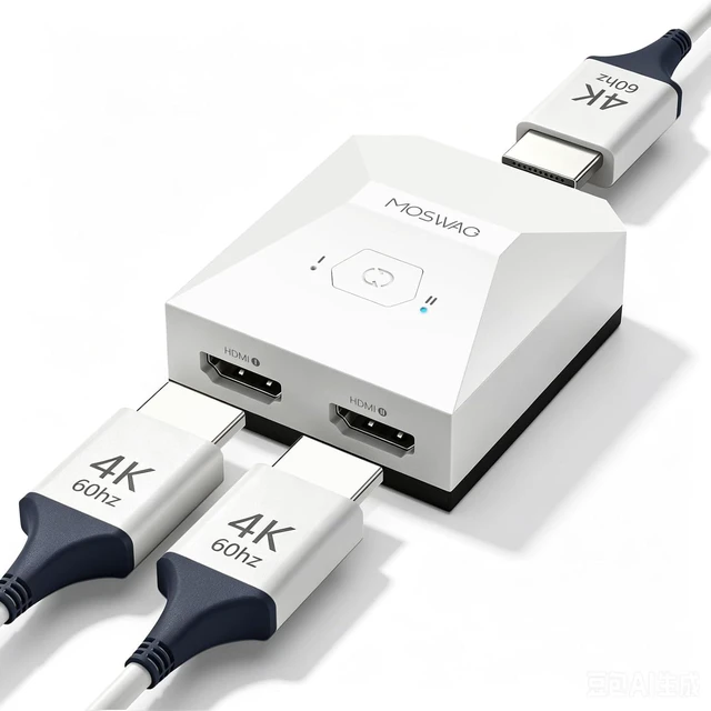Main image of MOSWAG HDMI Switch 2 in 1 Out 4K@60Hz, HDMI Splitter with 2 Port Switcher Selector Box Support 3D CEC HDR HDCP2.2 Compatible with PS5/4/3 Xbox Nintendo Switch Roku TV Fire Stick White