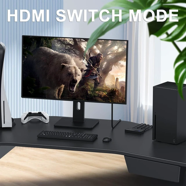 Alt view image 4 of 7 - HDMI Switch 8k@60hz Splitter, AVIDGRAM Bidirectional HDMI Switcher 2 in 1 Out, Splitter 1 in 2 Out, Support 4K@120hz, Compatible with PS5, XSX, UHD TV, Monitor, Projector (1 Display at a time)