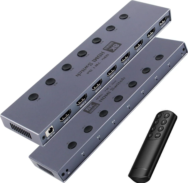 Main image of HDMI Switch: 8K@60Hz HDMI 2.1 Switcher, 7 in 1 Out, 48Gbps with Remote Supports HDR10+ Dolby Atmos, CEC, Compatible with Popular Gaming Consoles and Media Devices