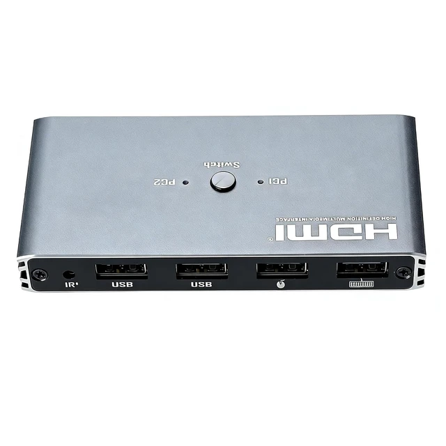 Alt view image 3 of 5 - HDMI KVM Switch 4K@60Hz USB 2.0 KVM Switcher with IR Remote Control 2 HDMI Ports 4 USB 2.0 Ports 2-in-1 PC Switcher for Home Office Gaming