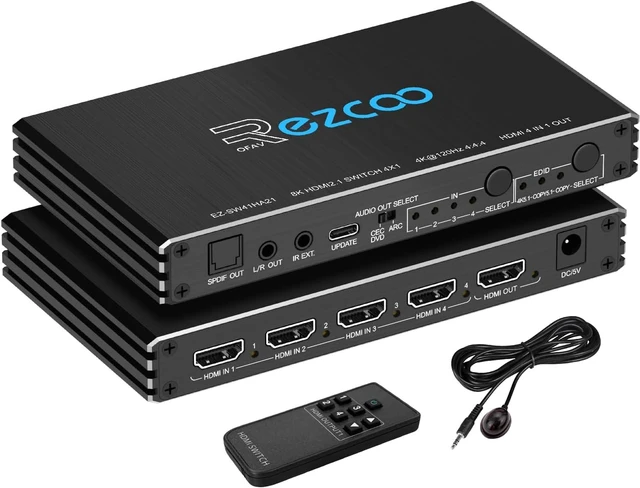 Main image of HDMI Switch 8K 4x1 120Hz 48Gbp, HDCP 2.3,ARC,VRR,CEC,HDMI Switcher 4 in 1 Out,4 Port HDMI Selector,IR Remote,3D,HDR 10,D-o-l-b-y Atmos,for QLED TV,PS5,Xbox,Fire Stick,Roku,Blu Ray,Projector