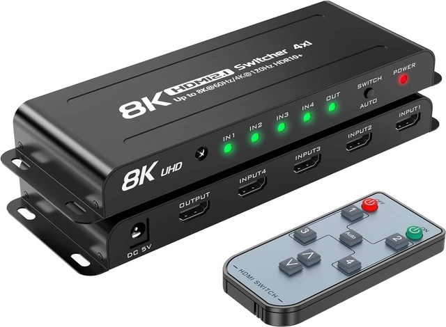 Main image of 8K 60Hz HDMI 2.1 Switch 4 in 1 Out, 4K 120Hz, 48Gbps, VRR/ALLM