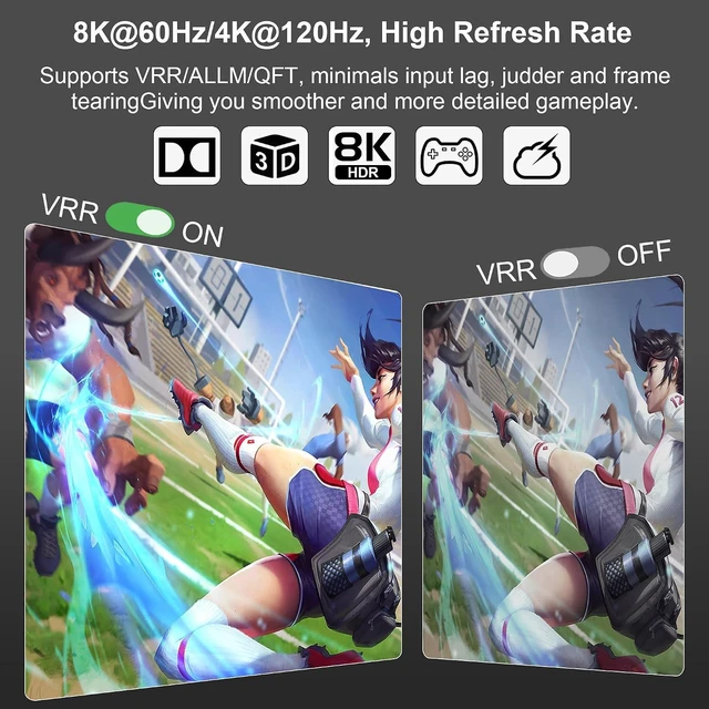 Alt view image 4 of 7 - 8K HDMI Splitter HDMI Switch 4K 120Hz - 5 in 1 Out hdmi switcher 8K 60Hz 4K 120Hz Splitter with Remote 3D HDR10+ HDCP 2.3 CEC, Use for PS5/4/3 Xbox Nintendo Switch DVD Roku Apple TV Fire Stick PC