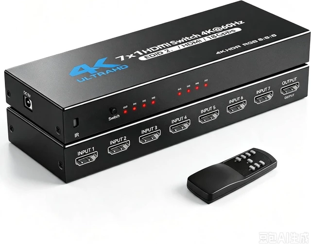 Main image of HDMI Switch 7 in 1 Out, 4K@60Hz HDMI Splitter Switcher with Remote