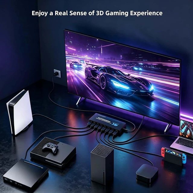 Alt view image 4 of 7 - HDMI Switch 7 in 1 Out, 4K@60Hz HDMI Splitter Switcher with Remote