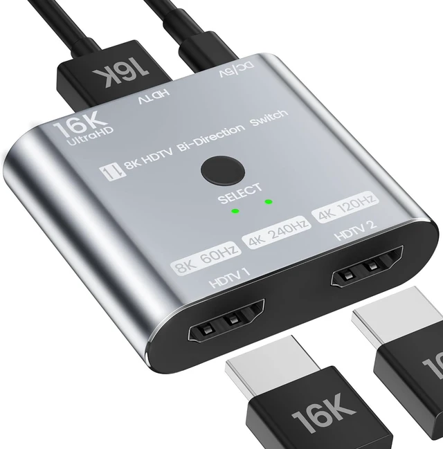 Main image of HDMI 2.1 Switch 16K/8K@120Hz/4K@240Hz - HDMI Switch 2 in 1 Out/HDMI Switch 1 in 2 Out, HDMI Splitter with VRR HDR10+ Dolby Atmos, 48Gbps HDMI Switcher for PS5/4 Xbox Switch 2 Roku Firestick Apple TV