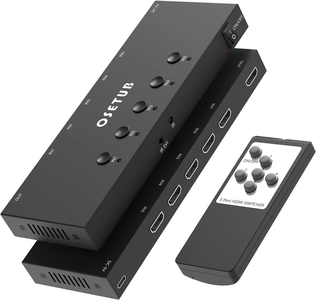 Main image of 4K@60Hz 5 in 1 Out HDMI Switch, 5 Port HDMI Switcher Selector Support HDR10 & HDCP 2.2 & Full 3D with IR Remote Control Compitable with Nintendo Switch,Xbox PS5/4,Fire Stick,Roku,Apple TV for Gaming