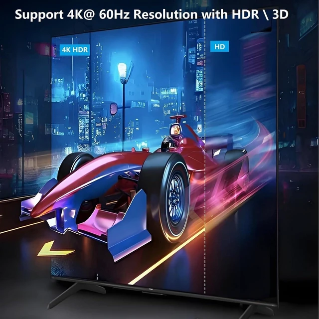 Alt view image 7 of 7 - 2x4 HDMI Switch Splitter 2 in 4 Out w/Remote, 4K@60Hz Down Scaler