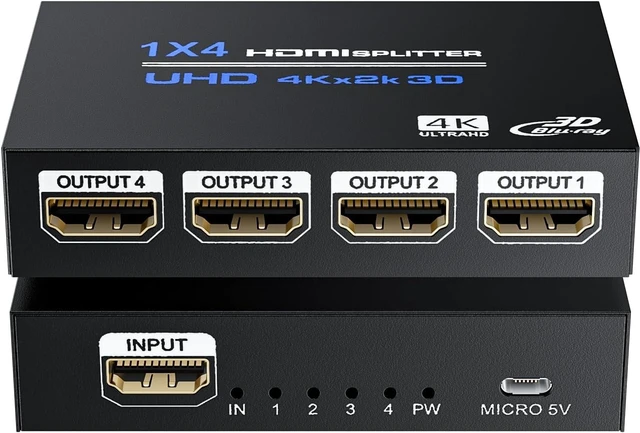 Main image of BolAAzuL 4K 1x4 HDMI Splitter 1 in 4 Out w/Power, Mirror Only