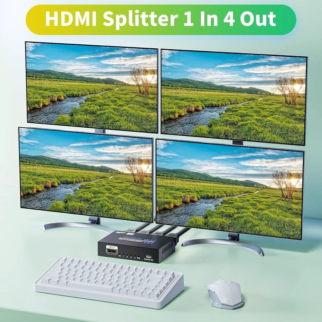 Alt view image 3 of 7 - BolAAzuL 4K 1x4 HDMI Splitter 1 in 4 Out w/Power, Mirror Only