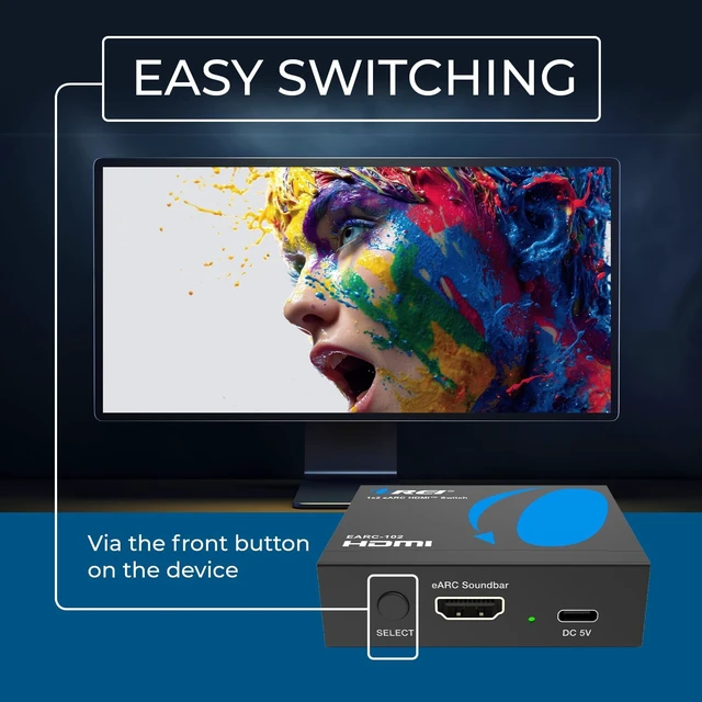 Alt view image 6 of 7 - OREI 1x2 HDMI eARC Audio Switch, ARC Extractor, Auto and Manual Switch