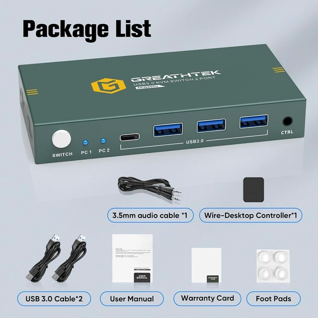 Alt view image 7 of 7 - HDMI KVM Switch 1 Monitor 2 Computers 4K@60HZ 2 Port KVM Switcher