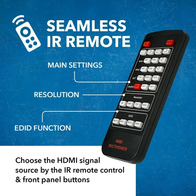 Alt view image 7 of 7 - OREI 2x1 HDMI Multi Viewer Seamless Switch - 4K@60Hz RS-232 IR PIP EDID OSD
