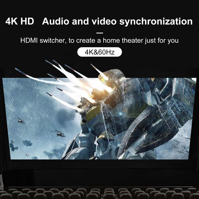 Alt view image 6 of 7 - HDMI Switch 3 in 1 Out 4K@60HzHDMI 2.0 Switch Splitter with Pigtail HDMI Cable, Supports HDR10+ 4K 30Hz 3D 1080P HDCP2.2 Compatible with Nintendo Switch PS5/4/3 Xbox Roku TV Fire Stick Blu-Ray Player